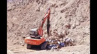 Excavator with Rock Breaker Hammer | TATA EX 200 | Mining Video