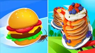BURGER RUSH vs PANCAKE RUN Gameplay All Levels / Max Level 2022 ( android / ios )