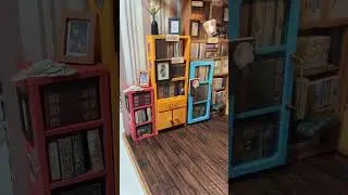 Mini Library📚#Shorts#diymodeling#paint#miniature#handmade#tinylibrary#library