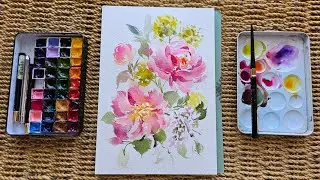 Relaxing Painting: Expressive Pink Watercolor Florals