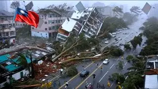 Chaos in Taiwan Today! Powerful Typhoon Destroys Homes & Cars
