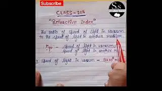 Refractive index 👉 class 10th #light_chapter_important #questions  #class10th