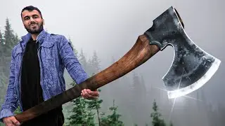 Je fabrique une Hache g&eacute;ante pour couper du bois