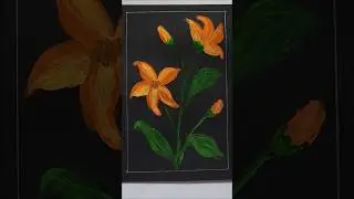 Easy Flower Painting Using Acrylic Paints - How to draw easy and simple flowers on a Black Paper