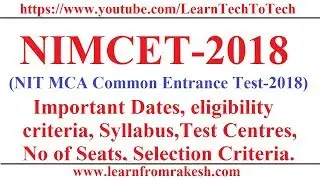 Complete information about NIMCET 2018: Dates,Syllabus,Test Centres,No of Seats, Selection Criteria