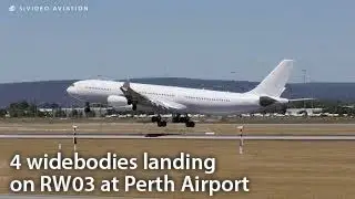Two A340s - 4 widebodies landing on RW03 at Perth Airport.