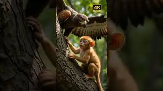Monkey Faces Eagle&rsquo;s Deadly Stare in the Canopy! #cuteanimals #shorts  #wildlife