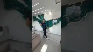 J&aacute; pensou em ter um pared&atilde;o desses ? 😮 pintura de Efeito M&aacute;rmore Abstrata Verde com Folhas de Ouro