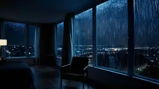 Sleep Instantly with Heavy Rain Outside the Window | Cozy Night City Ambience