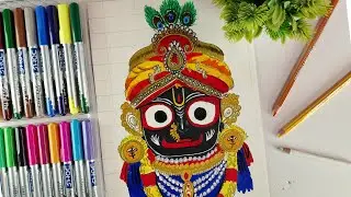 How to draw Lord Jagannathji with Brush Pen Colour |  Tutorial for beginners❤️🥰🙏🏽(Part-2)