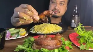 Crispyy Pork Mukbang with green leaves | Ginger beer Non - Alcoholic