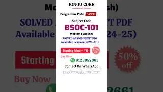 BSOC 101 Solved Assignment PDF 2024-25 in English, BASOH program BSOC-101 Solved assignments