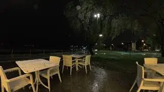 Real Rain & Wind at Night Cafe 🌧️ Bostancı Coast Ambience with Relaxing Music (4K)