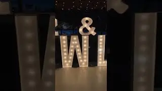 Marquee stacked letters check out the lake of Arlington Texas in the background. Mr & Mrs Fowler