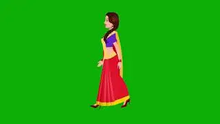 Woman Walk Cycle - Free Green Screen Video | Saree Animated Walk Cycle | Turnaround | Hand Movements