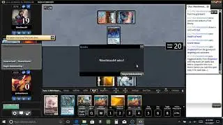 Giant Aura's vs Storm Modern match on MTGO