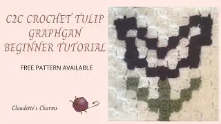 Corner-to-Corner C2C Crochet  Beginner Tutorial Tulip Flower Graphgan Square