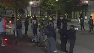 Extra law enforcement outside ICE facility for small group of protesters