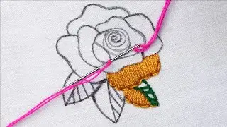amazing Needle Point Art Rose Flower Stitch Embroidery Design with Buttonhole stitch for beginners