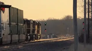 FAST UP priority train into the sunrise! Drone sunrise shot, 4 trains with multiple drone views!