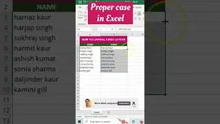 Proper case in excel||  how to capitalize first letter in MS excel #excel #exceltutorial