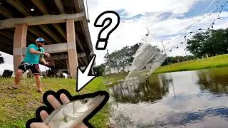 Cast Netting STRANGE FISH in Florida RETENTION PONDS