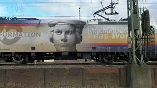 RheinCargo  Traktion mit drei E-Loks zieht Tankwagen vor Hamburg-Harburg
