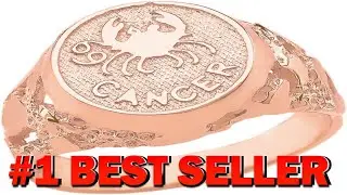 Solid 14k Rose Gold Cancer Zodiac Sign Band Nugget Men's Ring (Size - B07L39M2RN