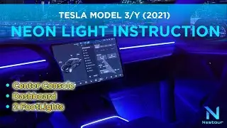 Nestour New 2021 Tesla Model 3 Y Car Neon Light ( Center Console + Dashboard + 2 Foot Lights )