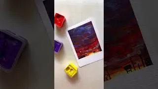 Dramatic Skyline ❤️ #shorts #youtubeshorts #theartfeed #dramaticsky #gouachepainting #artshorts