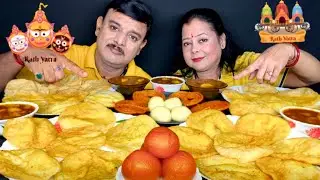 SPICY🔥PURI EATING CHALLENGE|ASMR INDIAN SWEETS*DESSERT*RASGULLA GULAB JAMUN EATING CHALLENGE#food#1m