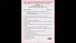 Guidance and Counselling (A-08) NTT Question Paper 2024-25 📚 NTT 2nd year 1st Sem Exam Questionpaper