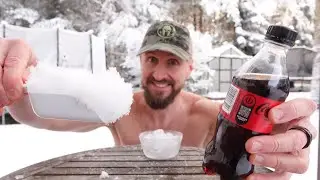 Eating snow ice and coke in -23C winter wonderland asmr mukbang