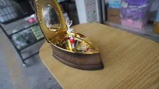 上鍊式燙斗造型音樂盒啡iron music box brown