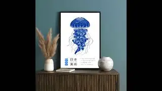 Modern Japanese Art Print | European Jellyfish Diagram Poster | Era-Inspired Decor