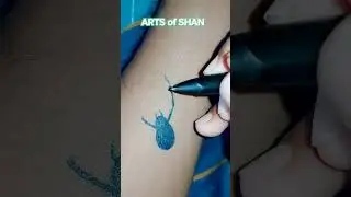 Spider Pen Tattoo 🕷️ Blue Pen Artistry at its Finest! #viral #shorts