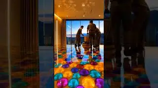 STUNNING 😍 Eproxy floor with gemstone #resin #renovation #interiordesign
