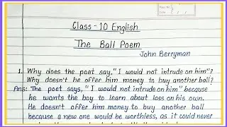 the ball poem class 10 question answer | class 10 poem 4 question answer |