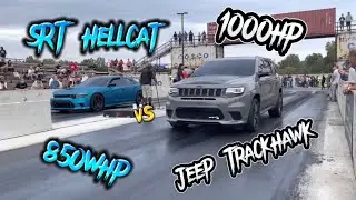 SRT HELLCAT REDEYE vs JEEP TRACKHAWK and HELLCAT DURANGO | BATTLE OF OF THE SCHOOL BUS😂‼️