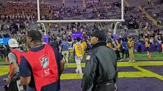 LSU HC Brian Kelly leaving field for last time after 49.25 loss to Texas A&M Tiger Stadium 10.25.25