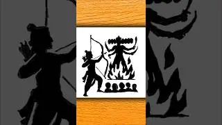 Beautiful Dussehra Drawing | Lord Ram & Ravan Silhouette Art | Easy Step by Step Drawing tutorial