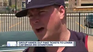 Fake parking tickets at the Tigers game to serve as a warning for theft