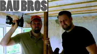 Dampfbremse mit Folienkleber an Wand befestigen und Deckenunterlattung machen | #BauBros Folge 107