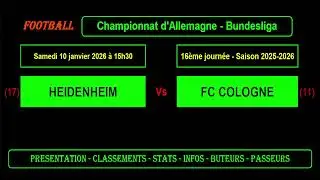 HEIDENHEIM - FC COLOGNE : 16&egrave;me journ&eacute;e Bundesliga - Football saison 2025/2026