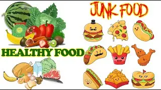 Healthy food and Junk food names । With pictures। 🍔🍕🍗🧆🍓