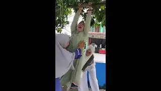 Two girls tickling a girl
