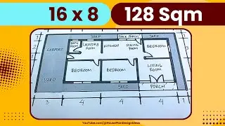 План дома 16x8 метров площадью 128 квадратных метров 3 спальни