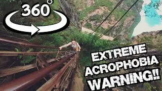 Climbing China's Terrifying Death Trap, Ladder in 360 VR at Tiger Leaping Gorge in Yunnan