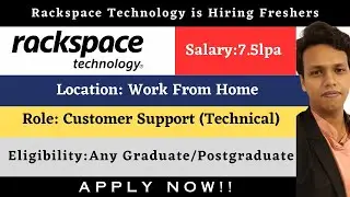 🔴Latest Work From Home Job For Freshers| Rackspace Technology is Hiring|Salary upto 7.5Lpa|Apply now