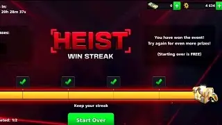 HEIST WIN STREAK!! WIN 90K IN 8 BALL POOL 💪